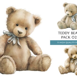 Teddy Bear Clipart Pack, 11 High Quality PNGs, Cute Nursery Wall Art, Card Making, Digital Crafting, Sublimation, Digital Download