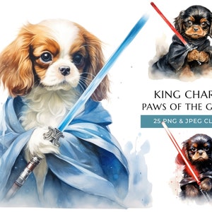 Cavalier King Charles Spaniel Clipart: Watercolor Galaxy Dogs (Digital Download)