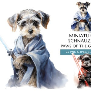 Watercolor Miniature Schnauzer Puppy Clipart: Galaxy Dogs (Digital Download)