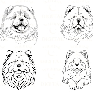 Chow Chow Line Art Clipart Bundle: Minimalist Dog Vector (digital ...