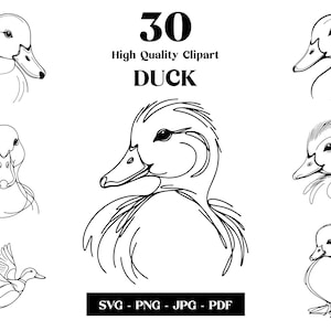 Kaczka SVG Clipart, Farma Minimalistyczna Linia Sztuki, Logo Zwierzęce Wektor, Sztuka Nowoczesna, Tatuaż i Projekt Sublimacji, Haft, Pobieranie Cyfrowe