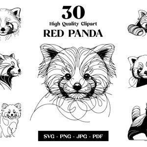 Red Panda SVG Clipart, Minimalistyczna grafika liniowa, Logo Animal Vector, Sztuka nowoczesna, Projekt tatuażu i sublimacji, Haft, Pobieranie cyfrowe