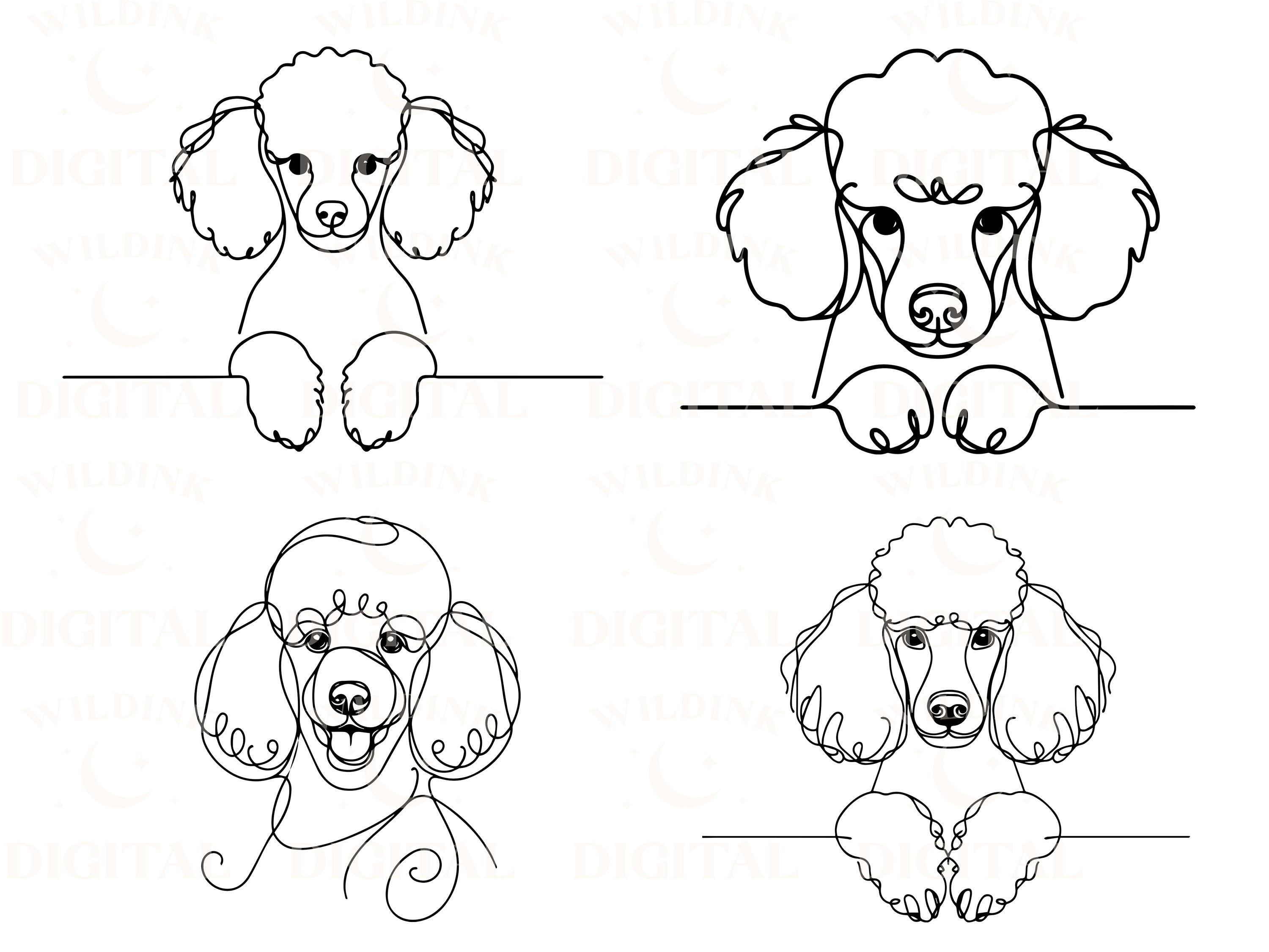 Poodle Line Art Clipart Bundle: Minimalist Dog Vector (digital Download ...