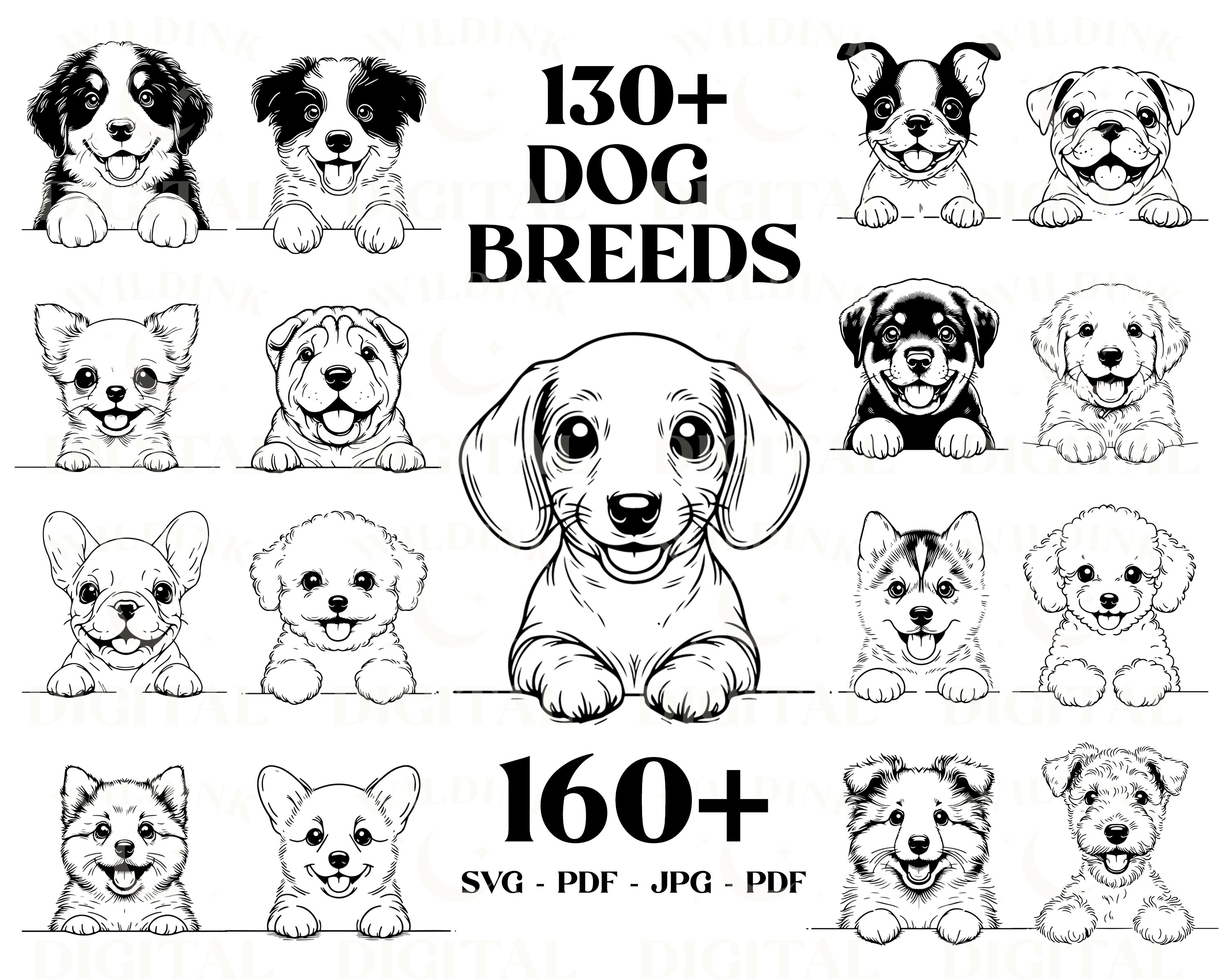 Peeking Dogs SVG: 130+ Breeds Clipart Bundle (digital Download) - Etsy