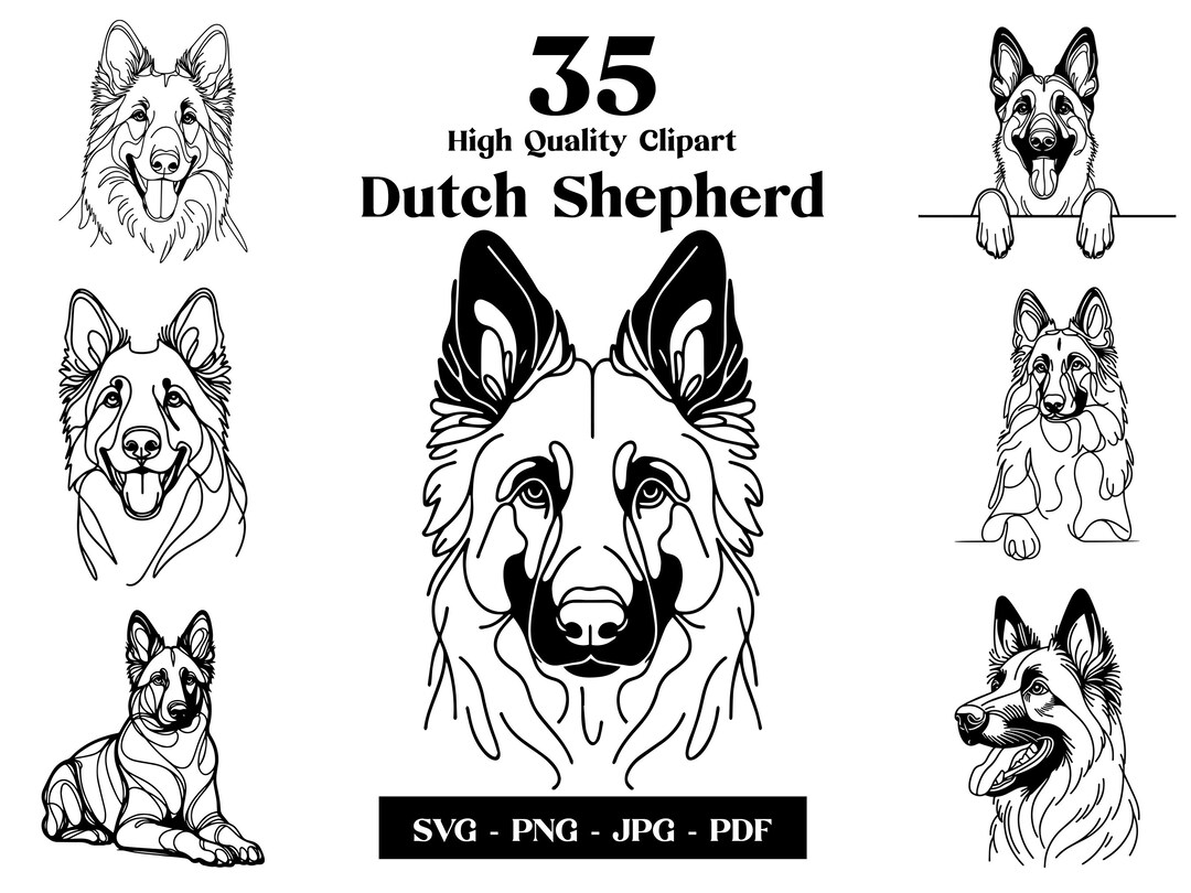 Dutch Shepherd Line Art: Minimalist Dog SVG Clipart (digital