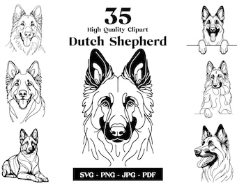 Dutch Shepherd Line Art: Minimalist Dog SVG Clipart (Digital Download)