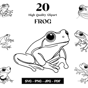 Żaba SVG Clipart, Minimalistyczna Linia Sztuki, Logo Zwierzęce Wektor, Sztuka Nowoczesna, Tatuaż i Projekt Sublimacji, Haft, Pobieranie Cyfrowe