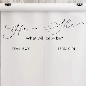 Minimal Gender Reveal Voting Sign, What Will Baby Be? Cast Your Vote Baby Shower Game, Guess the Gender Sign Template, He or She 18x24 ba153