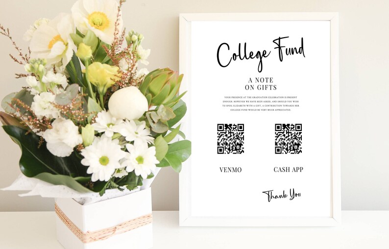 Minimal Graduation QR Code Gifts Sign Graduation Party Sign - Etsy