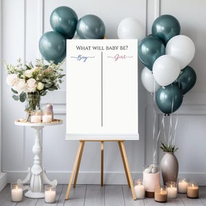 Boy or Girl Gender Reveal Sign, Guess the Gender Easel Sign Template, Baby Gender Reveal Party Decor and Game, A4, Us letter, and 18x24 Size