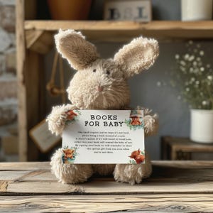 Heilige koe babyshower boekverzoek invoegen, Highland Cow-boek voor baby, Bring A Book-uitnodiging, genderneutraal schattige uitnodigingbijlage ba41