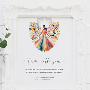 Memorial Sign for Baby Shower, In Memoriam Editable Template, Wedding in Loving Memory, Dark Skin Straight Hair Angel Sign Instant Download