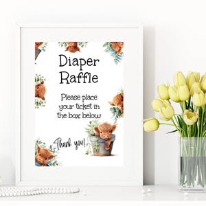 Nappy Raffle Highlander Highland Cow Baby Diaper Raffle Shower Sign, Highlander Cow Editable ...