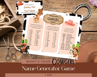 What's Your Cowgirl Name, Horse Party Game Bundle, Printable Western Name Generator, Fun Birthday Activity, Printable Party Ice Breaker