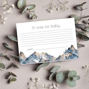 Notas para el tema de la montaña del bebé / Recuerdo de baby shower / Tarjetas de consejos de descarga instantánea / Inserto de invitación Nube de montaña / Fiesta de bebé niño 09
