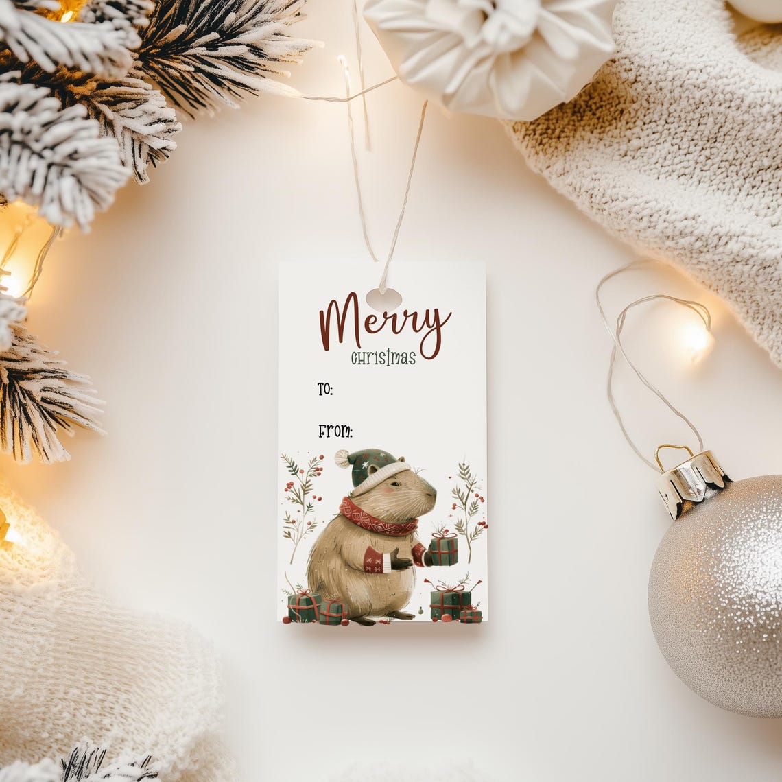 Cute Capybara Christmas Gift Tags, Adorable Holiday Stickers for ...