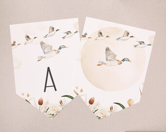 Mallard Duck Baby Shower Banner, Woodland Baby Shower Decor, Duck Birthday Party Bunting, Duck Hunter Nursery Decor, Sign for Shower ba98