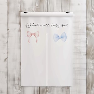 Bows Gender Reveal Game, Boy or Girl Gender Reveal, Guess the Gender Easel Sign Template, Coquette Baby Reveal Party Vote Poster 18x24 ba160