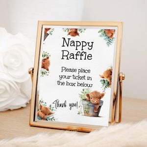 Nappy Raffle Highlander Highland Cow Baby Diaper Raffle Shower Sign, Highlander Cow Editable ...