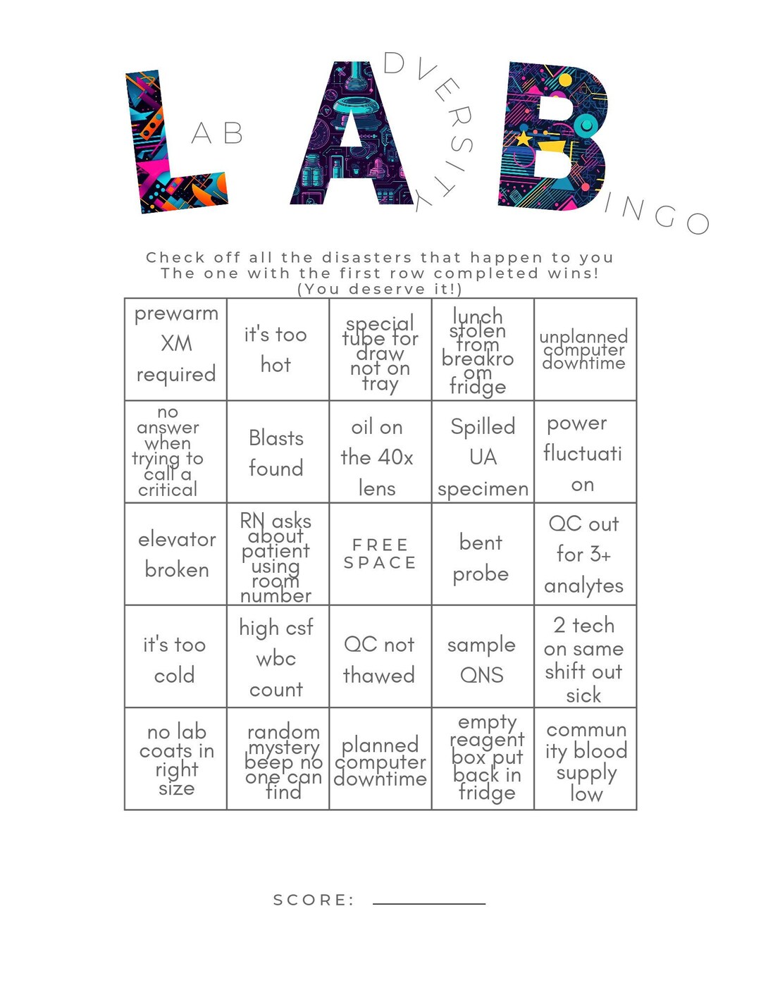 Lab Week Bingo, Word Search, Mad Libs Instant Download, Printable Lab ...
