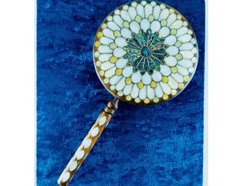 Enchanting Handcrafted Wooden Hand Mirror | Vintage Style Mother of Pearl Inlaid Mirror - Authentic Gift for Woman- Hand Held Mirror