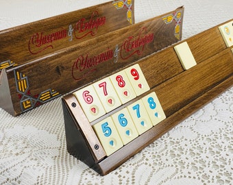 Personalized Wooden Rummikub Set for Family Fun - Customized Game for 4-8 Players - Handcrafted Wooden Racks and Tiles- Travel Rummikub
