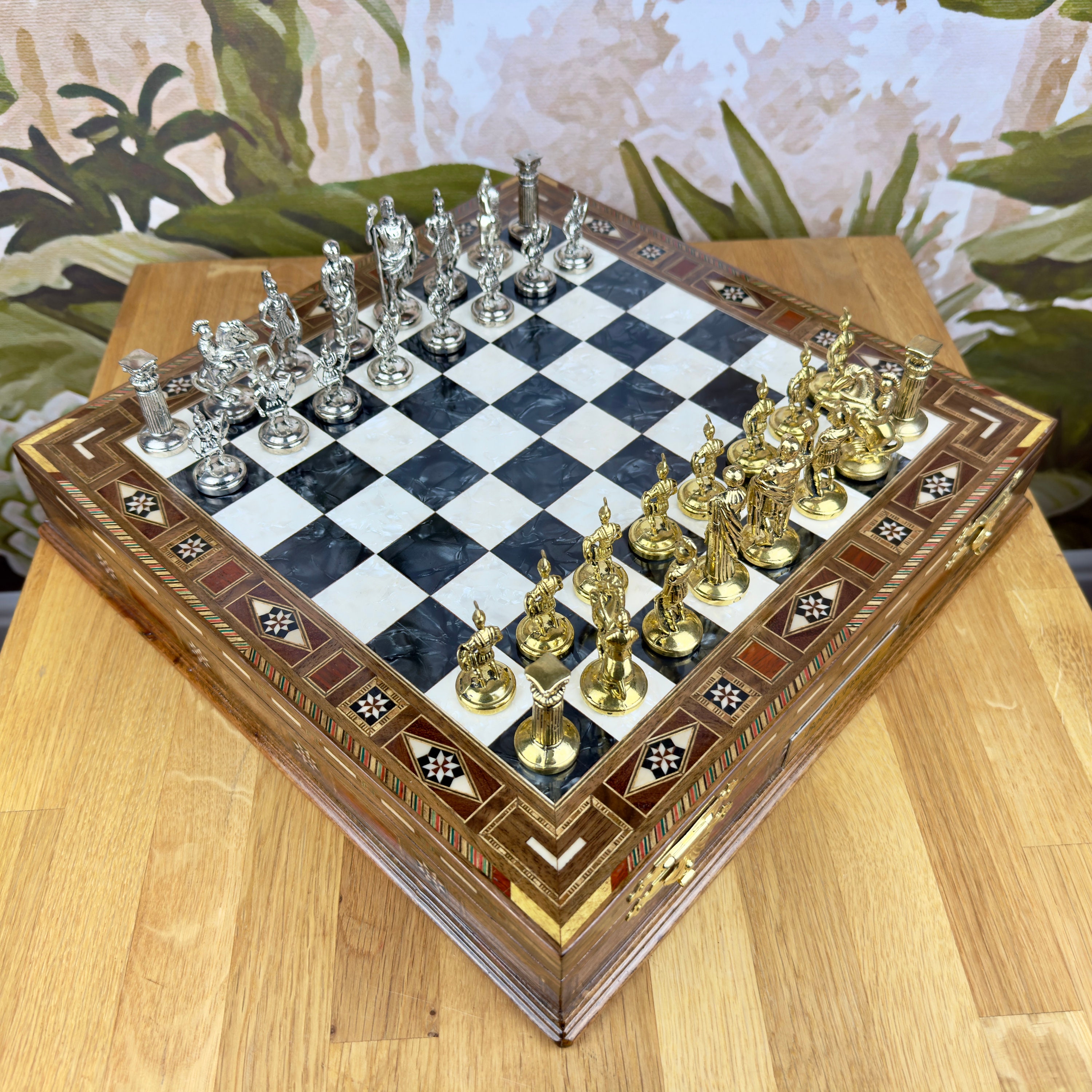 Luxury Roman Empire Themed Chess Set With Storage 14 Personalize Boxed