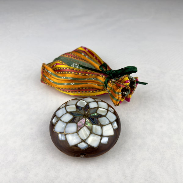 Premium Abalone Inlaid Antique Compact Mirror with Carrying Bag, Travel Makeup Mirror, Purse Mirror  Pocket Mirror, Gift for Mother's Day