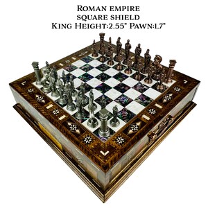 Roman Empire Themed Cast Metal Chess Figures