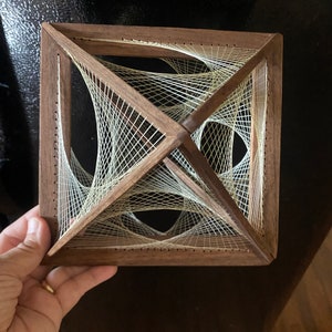 3D string art- walnut octahedron