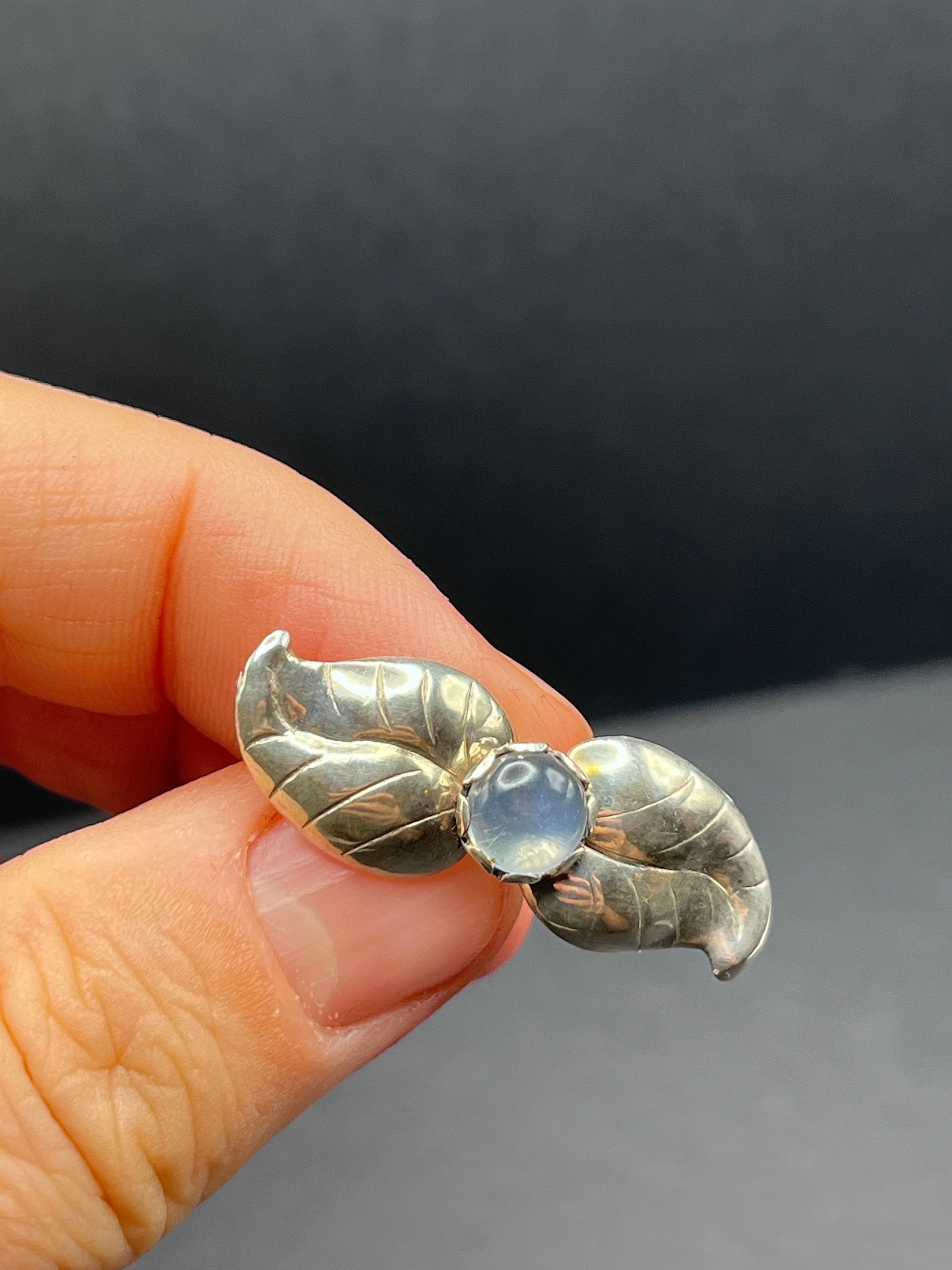 Broche Ancienne Argent Massif 925 – Art Déco / Nouveau – Motif Lune