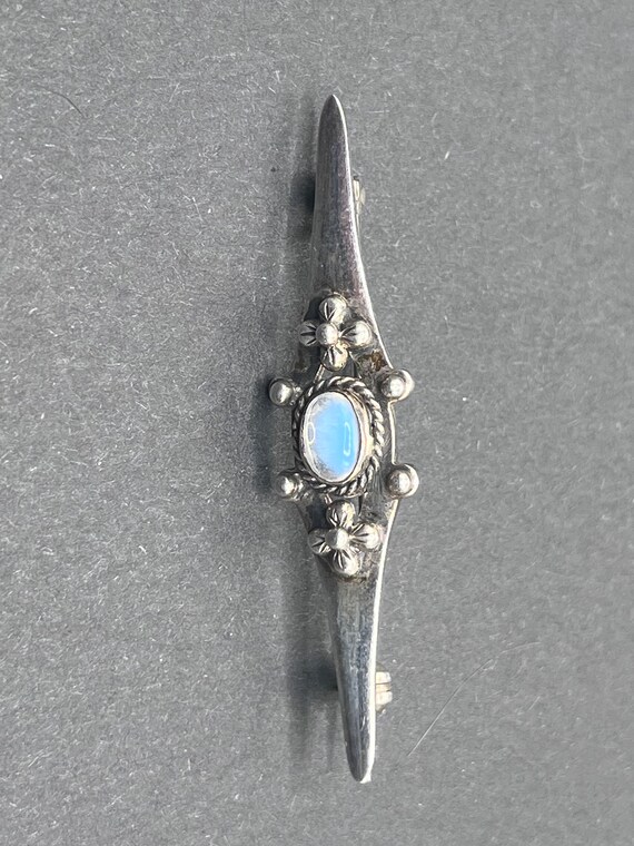 Antique Art Nouveau Moonstone Silver Brooch