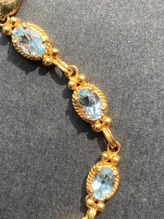 Antique 10K gold Oval Cut Aquamarine Bracelet - image 6