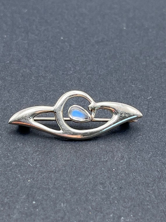 Antique Art Deco/ Art Nouveau Silver Moonstone Brooch