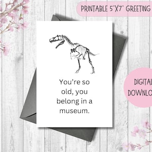 Printable You&#39;re So Old Card, Funny Birthday Card, Instant Download, Print At Home, Digital Greeting Card, Printable Birthday Card
