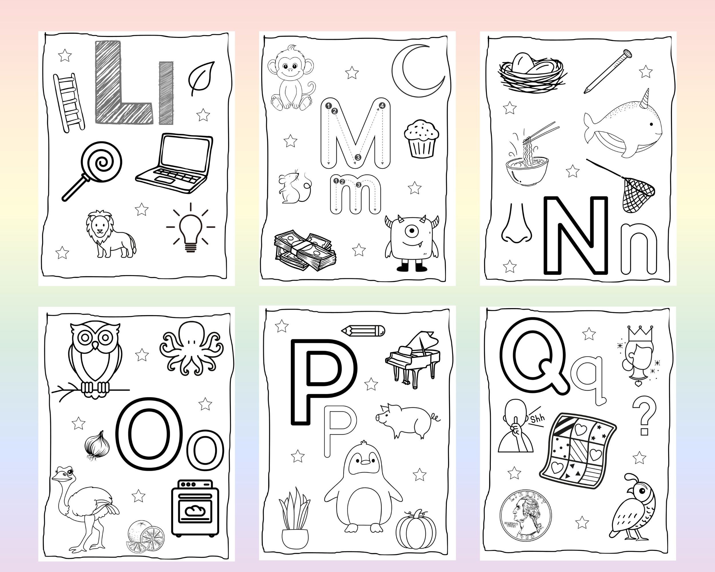 Alphabet Coloring Book, Digital Coloring Book, Printable Coloring Book ...