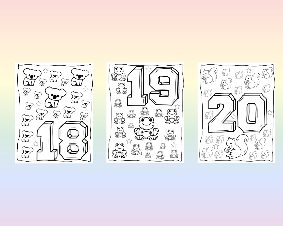 Numbers 1-20 Coloring Book, Digital Coloring Book, Printable Coloring ...