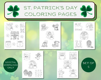 St. Patrick's Day Coloring Pages, St. Patrick's Day Activity, Coloring Pages, Printable Coloring Pages, Digital Download Coloring Pages