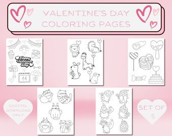 Valentine's Day Coloring Pages, Valentine's Day Activity, Coloring Pages, Printable Coloring Pages, Digital Download Coloring Pages