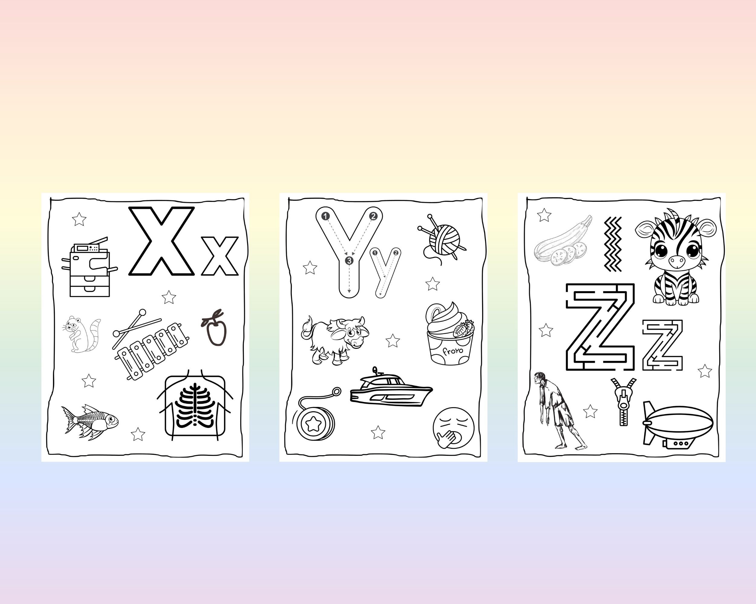 Alphabet Coloring Book, Digital Coloring Book, Printable Coloring Book ...