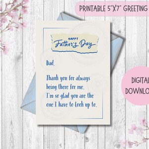 Printable Father&#39;s Day Card, Father&#39;s Day Card, Instant Download, Print At Home, Digital Greeting Card, Printable Greeting Card