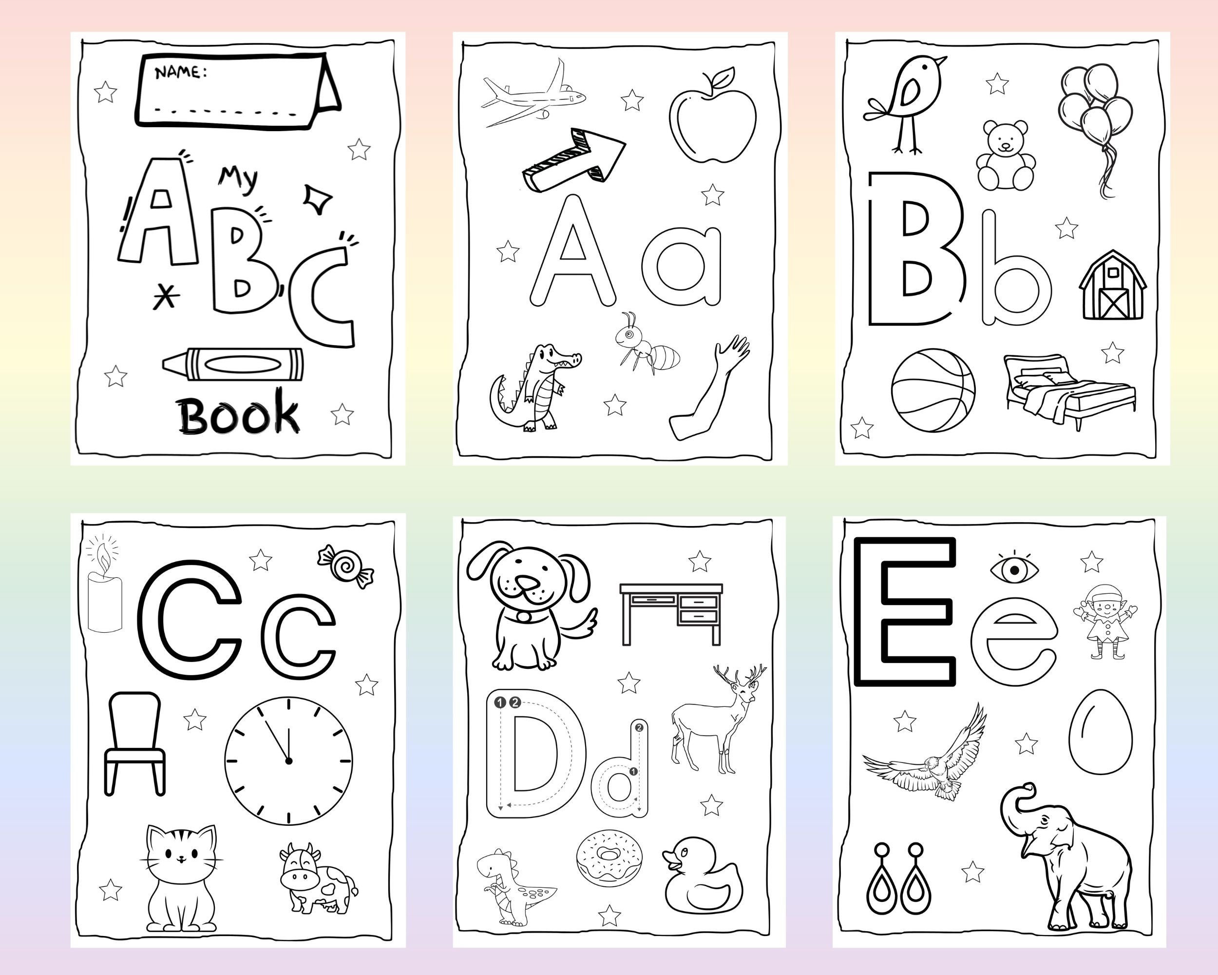 Alphabet Coloring Book, Digital Coloring Book, Printable Coloring Book ...