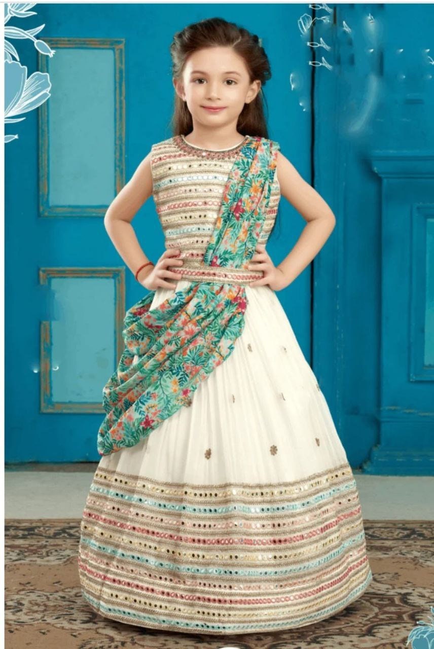 Buy Bridezilla Fab Kids Girls Designer Embroidered Lehenga Choli | Ready To Wear  Lehenga Set For Girls (2-3 Years, Blue) at Amazon.in