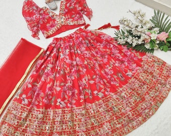 Robe enfant, robe indienne fille enfant, Lehenga pour fillettes, Lehenga Choli, Prêt-à-porter Chaniya Choli, Lehenga Choli fille, robe ethnique