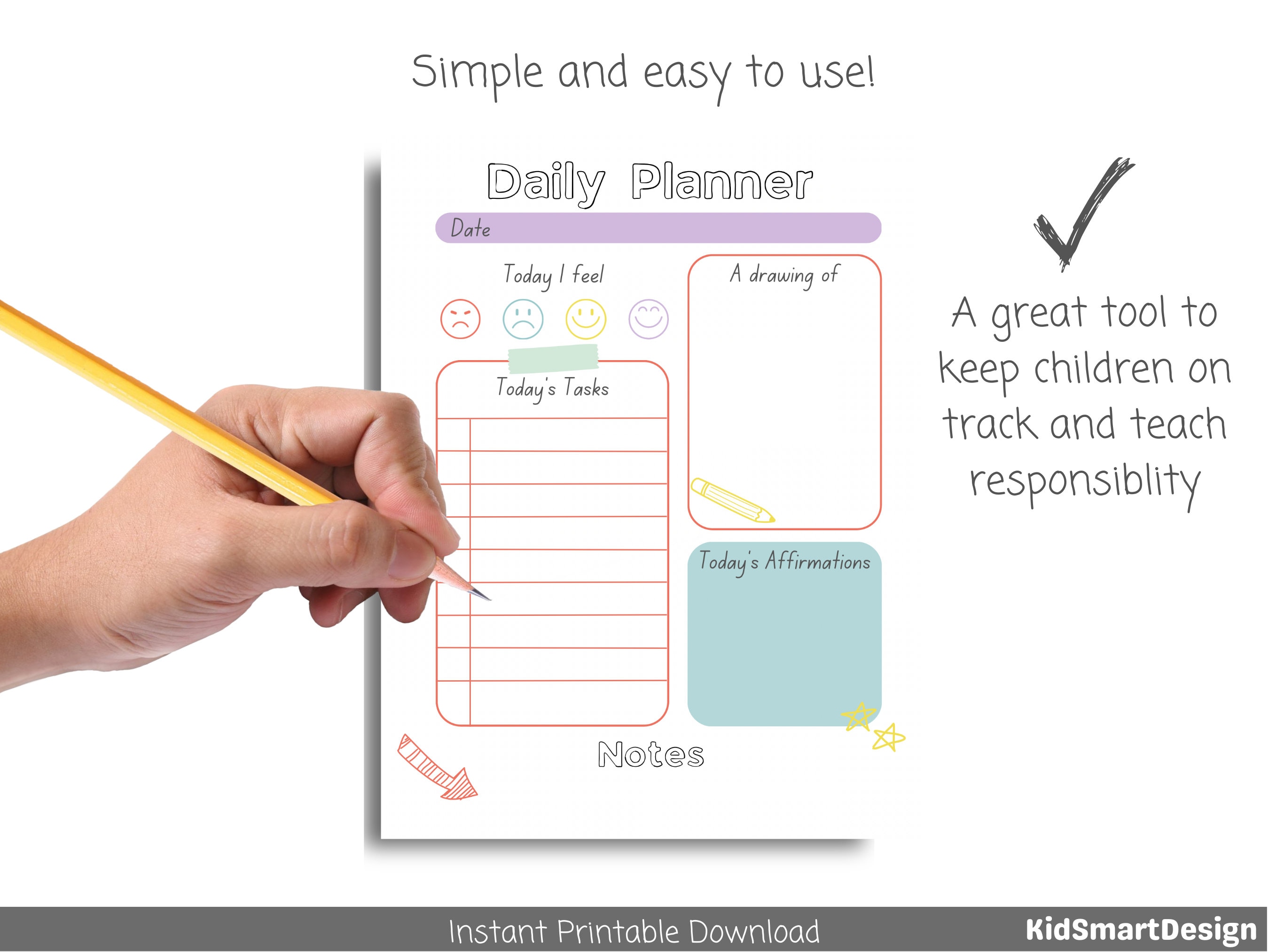 Daily Planner for Kids with Time Blocks