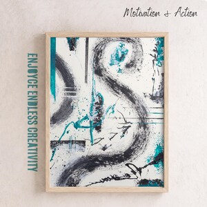 Energetic Teal Abstract Wall Art – Bold Modern Printable Poster – Expressive Home Office Decor – Motivational Digital Art Download