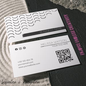 Modèle de carte de visite minimaliste ludique - Design de marque moderne modifiable - Imprimable et numérique - Motif noir et blanc - Téléchargement immédiat