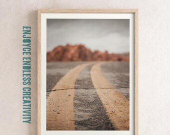 Valley of Fire Nevada Road Art Print: Motivational Desert Drive (Instant Download)