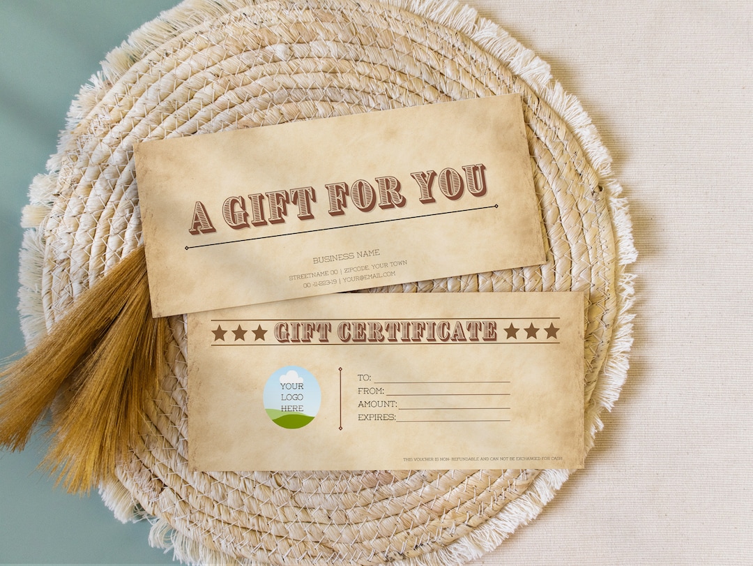 Western Brown Editable Gift Certificate Canva Template Double Sided ...