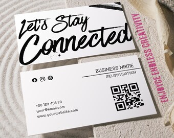 Urban Black & White Business Card Template – Let’s Stay Connected – Editable Canva Design – Modern Branding Card – Instant Download